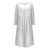GOKKILRW Cotton Linen Summer Dress for Women Casual Long Sleeve Solid Color Midi Length Button Down T Shirt Dress with Pockets(White,Medium) view 3