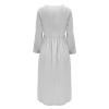 GOKKILRW Cotton Linen Summer Dress for Women Casual Long Sleeve Solid Color Midi Length Button Down T Shirt Dress with Pockets(White,Medium) view 4