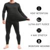 Therma Pro Mens Fleece Lined Thermal Top & Bottom Underwear Set, Long Johns Base Layer Ultra-Soft Black view 2