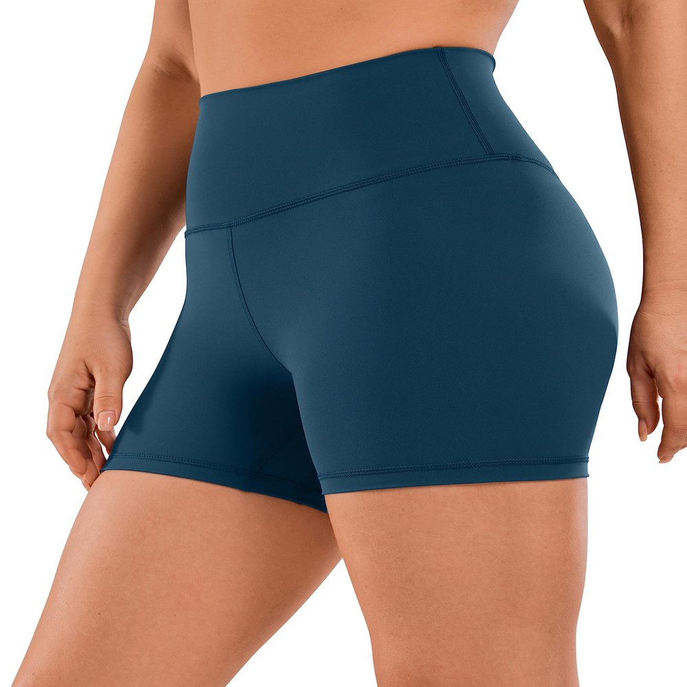 CRZ YOGA Naked Feeling Biker Shorts 4'' - High Waist Yoga Workout Running Gym Spandex Womens French Navy Medium