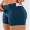 CRZ YOGA Naked Feeling Biker Shorts 4'' - High Waist Yoga Workout Running Gym Spandex Womens French Navy Medium view 3