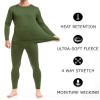 Therma Pro Mens Fleece Lined Thermal Top & Bottom Underwear Set, Long Johns Base Layer Ultra-Soft Army Green view 2