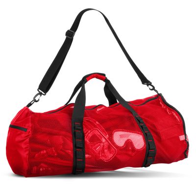 Fitdom 90L Large Mesh Duffle Bag for Scuba Dive or Snorkel Equipment. Best for Water Sports & Beach Activities like Swimming, Diving & Snorkeling. Perfect for Travel, Storage Swim Gym Gears & Balls