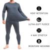 Therma Pro Mens Fleece Lined Thermal Top & Bottom Underwear Set, Long Johns Base Layer Ultra-Soft Charcoal view 2