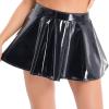 Alvivi Women Wet Look PVC Leather Flared Mini Pleated Skirts A-Line Latex Short Skirts Clubwear Black 3X-Large view 1