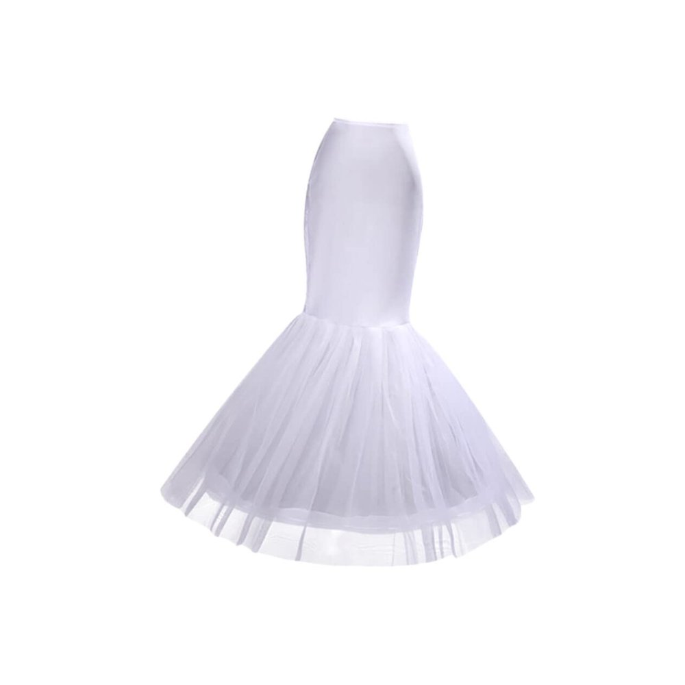 HONMEET Elastic High Waist Bridal Petticoat Mermaid Wedding Dress Skirt White