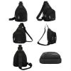 FLO-MOTOR Small Sling Bag for Men Crossbody One Strap Casual Daypack Bag with Earphone Hole for Travel Outdoor Sports (Black) view 2