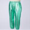 Manyakai Kids Girls Boys Shiny Metallic Dance Harem Pants Athletic Leggings Hip Hop Street Dancewear Green 14 Years view 2