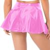 Alvivi Women Wet Look PVC Leather Flared Mini Pleated Skirts A-Line Latex Short Skirts Clubwear Pink Medium view 2