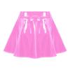 Alvivi Women Wet Look PVC Leather Flared Mini Pleated Skirts A-Line Latex Short Skirts Clubwear Pink Medium view 4