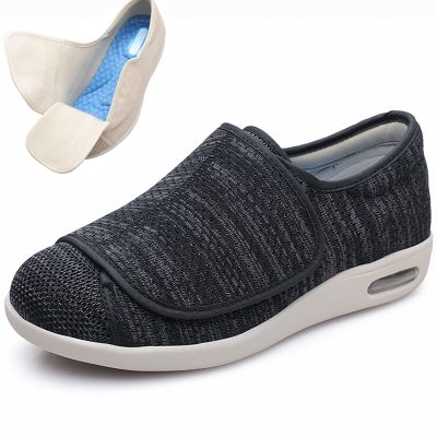 DHIJUPNG Womens Men Stylish Diabetic Shoes,Women's Non Slip Wide Width Shoes with Adjustable Walking Shoes for Diabetic Edema Plantar Swollen Feet Black greyMen 11.5/Women 12.5