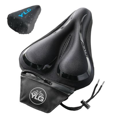 YLG Bike Seat Cover, Memory Foam & Gel Bike Seat Cushion Cover for Men & Women, Comfortable Bicycle Seat Cover for Peloton/Fixed/Cruiser/Indoor/Outdoor Bike seat with Waterproof Cover