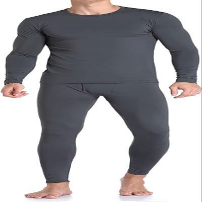 Therma Pro Mens Fleece Lined Thermal Top & Bottom Underwear Set, Long Johns Base Layer Ultra-Soft Charcoal