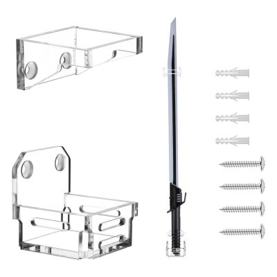 Cosmos 1 Set Lightsaber Wall Mount Stand Darksaber Display Holder Acrylic Black Lightsaber Wall Rack Dark Saber Stand for Vertical Displaying Darksaber, Lightsaber, Sword and Cue (Transparent Clear Color)