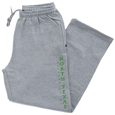 CornBorn North Texas Mean Green Apparel Big and Tall - Premium Fleece Sweatpants Vertical University of North Texas - Gray - 4X