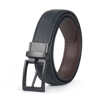 AWAYTR Reversible Kids Belts for Boys - Black and Brown Leather Belt for School Uniform Casual Jeans (100cm,Black)