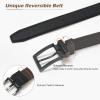 AWAYTR Reversible Kids Belts for Boys - Black and Brown Leather Belt for School Uniform Casual Jeans (100cm,Black) view 2