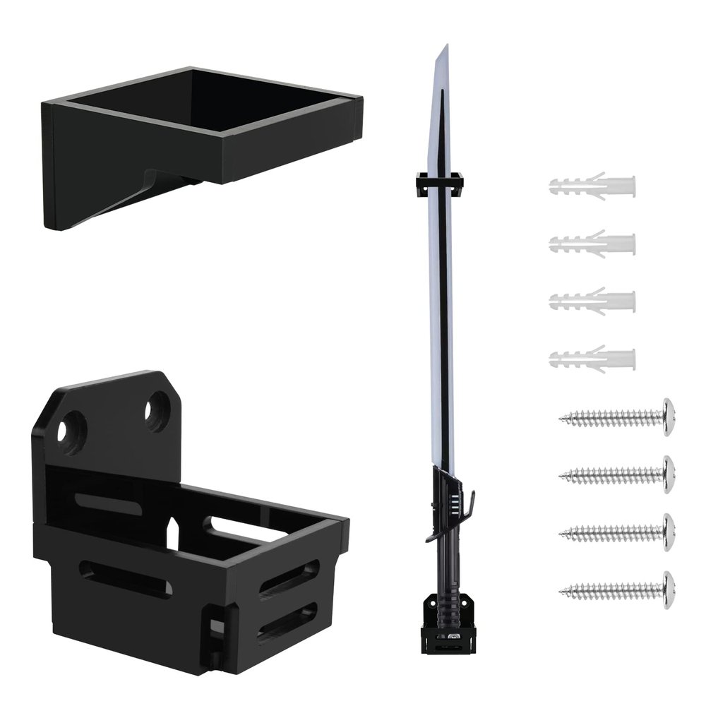 Cosmos 1 Set Lightsaber Wall Mount Stand Darksaber Display Holder Acrylic Black Lightsaber Wall Rack Dark Saber Stand for Vertical Displaying Darksaber, Lightsaber, Sword and Cue (Solid Black Color)