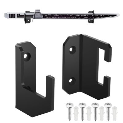 Cosmos 1 Pair Darksaber Wall Mount Stand Acrylic Dark Saber Display Holder Black Lightsaber Wall Stand Sword Display Rack for Horizontal Displaying Darksaber and Martial Art Weapon (Solid Black Color)