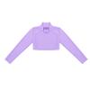QinCiao Girls Sportswear Athletic Cheerleading Turtleneck Gymnastics T-Shirt Crop Top for Ballet Dance Perfor Workout Lavender 15-16 view 3