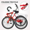 Barbella Folding Tricycles Adult Folding Bikes, 7 Speed Folding Adult Trikes, 20/24/26 inch 3 Wheels Bikes Cruiser Bike with Large Basket, Foldable Tricycle for Adults, Women, Men, Seniors view 2