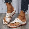 Orthopedic Sandals for Women,Summer Wedge Sandals with Arch Support Comfortable Walking Slippers Anti-Slip Breathable Slip On Flip Flops Lightweight Athletic Yoga Mat Sandals Dressy Womens 2023 view 2
