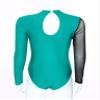 TSSOE Women Mesh Patchwork Gymnastics Leotard Long Sleeves Bodysuit Figure Skating Performance Costume Green Medium view 4
