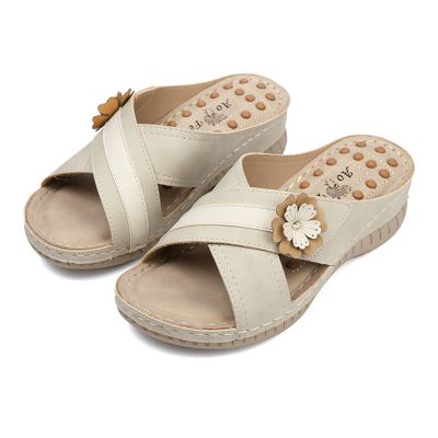 Orthopedic Sandals for Women,Summer Wedge Sandals with Arch Support Comfortable Walking Slippers Anti-Slip Breathable Slip On Flip Flops Lightweight Athletic Yoga Mat Sandals Dressy Womens 2023