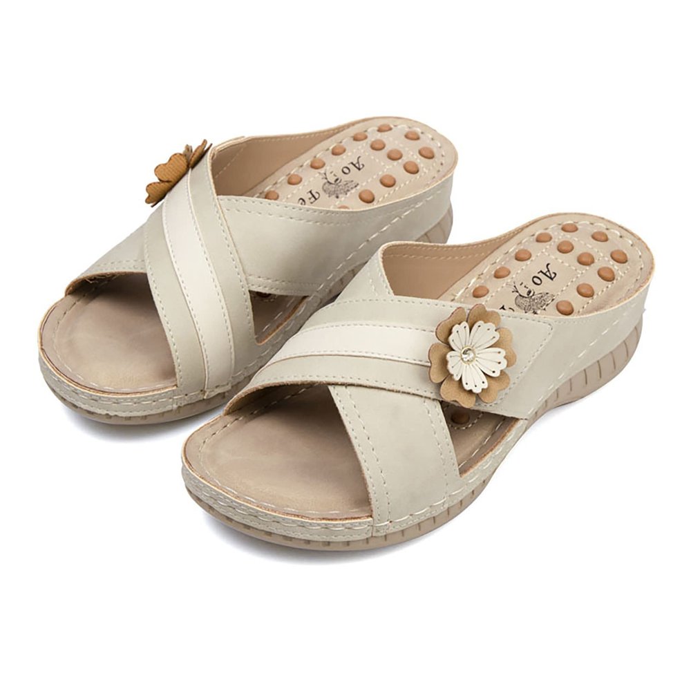 Orthopedic Sandals for Women,Summer Wedge Sandals with Arch Support Comfortable Walking Slippers Anti-Slip Breathable Slip On Flip Flops Lightweight Athletic Yoga Mat Sandals Dressy Womens 2023