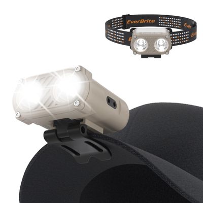 EverBrite Hat Lights Clip On Rechargeable Headlamp with Motion Sensor, 3 Models LED 180 Adjustable Head Lamp to Wear and Clip for Hard Hats, Outdoor Headlight with Red Light for Running, Camping