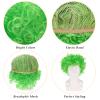 Adults Curly Afro Wig, Short Disco Party Hairpiece, Colorful 70s 80s 90s Fancy Dress Accessory, Cosplay Hairpiece for Women and Men With Red Foam Clown Nose, Green view 4