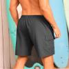 SILKWORLD Mens Swimming Trunks Quick Dry Beach Swimwear Shorts 9" Swimsuit with Compression Liner and Cargo Pockets (Dark Grey, XX-Large) view 2