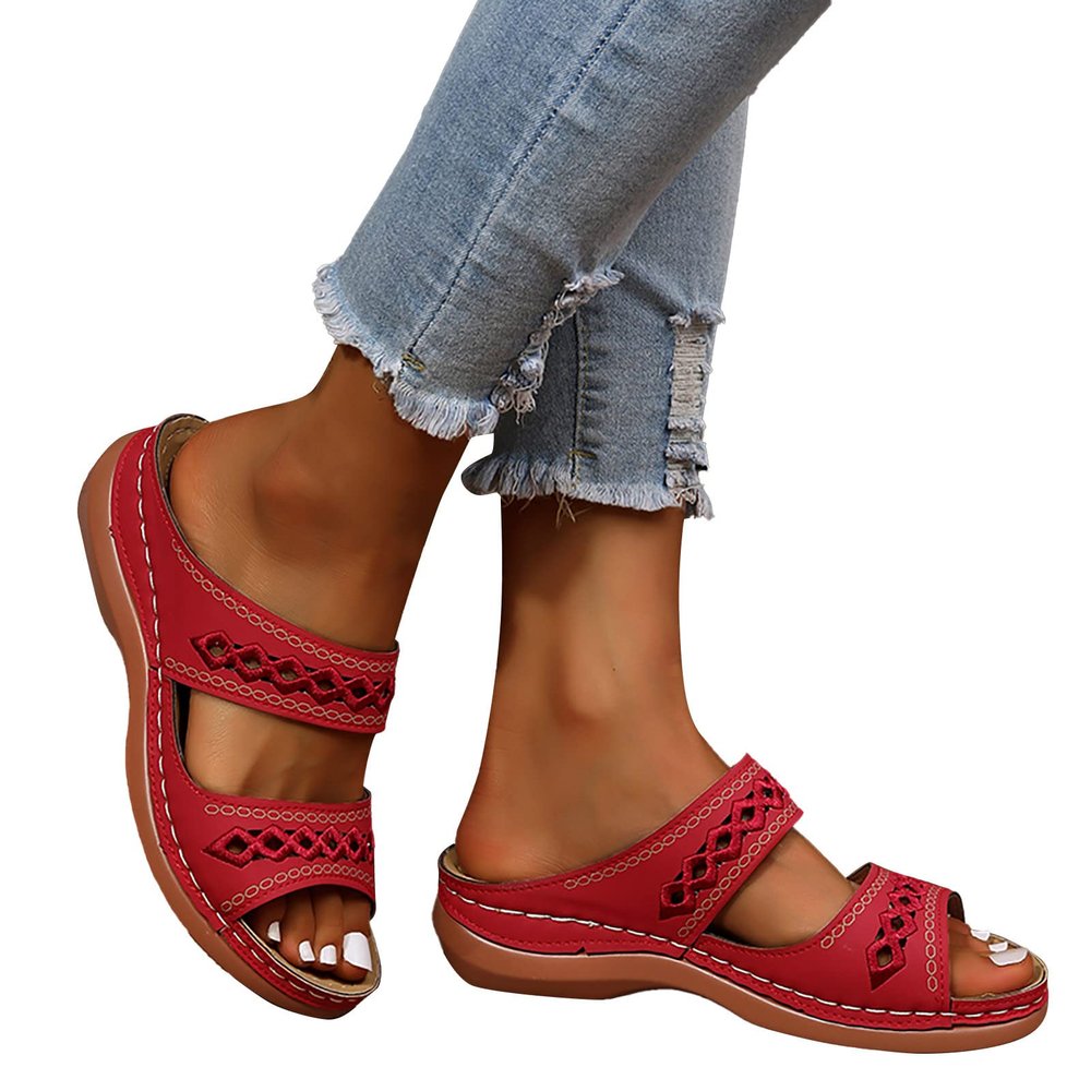 Orthopedic Sandals for Women,Summer Wedge Sandals with Arch Support Comfortable Walking Slippers Anti-Slip Breathable Slip On Flip Flops Lightweight Athletic Yoga Mat Sandals Dressy Womens 2023