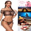 Avidlove Bra and Panty Set Ruffle 2 Pieces Lingerie Set Mesh Babydoll Chemise Black Star XX-Large view 3