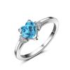 ACEFEEL 925 Sterling Silver Heart Shaped Sea Blue Cubic Zirconia Engagement Promise Band Ring Size 4 view 1