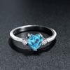 ACEFEEL 925 Sterling Silver Heart Shaped Sea Blue Cubic Zirconia Engagement Promise Band Ring Size 4 view 2