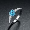 ACEFEEL 925 Sterling Silver Heart Shaped Sea Blue Cubic Zirconia Engagement Promise Band Ring Size 4 view 3