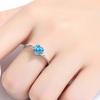 ACEFEEL 925 Sterling Silver Heart Shaped Sea Blue Cubic Zirconia Engagement Promise Band Ring Size 4 view 4