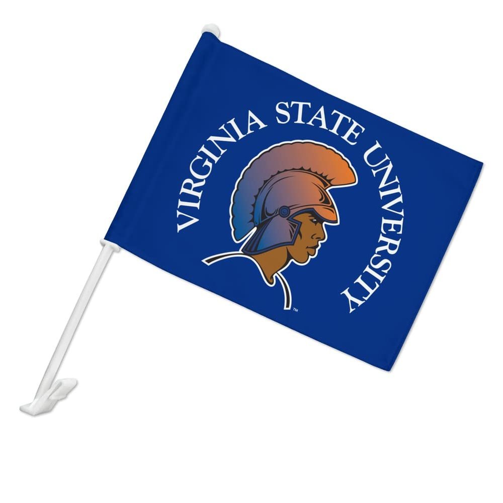 Virginia State University Primary Logo Car Truck Flag with Window Clip On Pole Holder - Left Driver Side