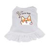 Funny Corgi Dog Sundress - Unique Design Dog Dress Shirt - Cartoon Dog Clothing - White, L view 1