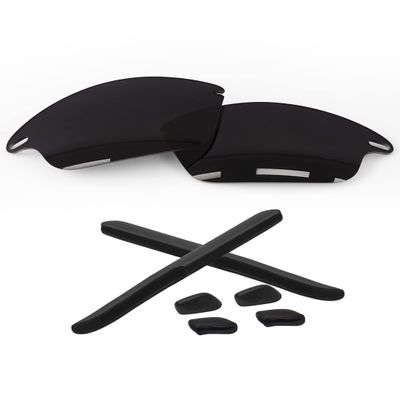 Forobb 1.6MM Polarized Replacement Lenses & Rubber Kits for Oakley Fast Jacket OO9097 Sunglasses - Carbon Black - Polycarbonate Polarized