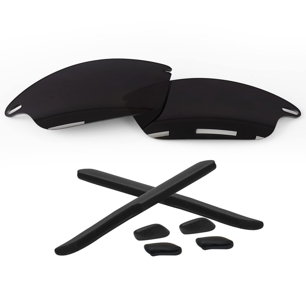 Forobb 1.6MM Polarized Replacement Lenses & Rubber Kits for Oakley Fast Jacket OO9097 Sunglasses - Carbon Black - Polycarbonate Polarized