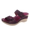 Orthopedic Sandals for Women, Women Wedge Walking Slippers with Arch Support Anti-Slip Breathable Sandal Slip On Flip Flops Dressy Summer Comfy Platform Beach Travel Sandal Shoes (02-Wine, 6.5)