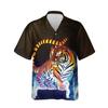 Bengal Tiger Hawaiian Shirts for Men - Fire Flame Button Down Mens Hawaiian Shirts Short Sleeve Series 61 Size XL view 1