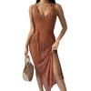 VOGMAR Solid Color Knitted Suspender Dress Beach Casual Sweater Outer Dress for Women view 4