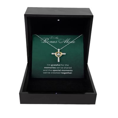 Cross Dancing Necklace Luxury Box Bonus Mom Gift, Special Moments, Cross Dancing Necklace for Stepmother, Mother's Day, Birthday, from Son, Daughter