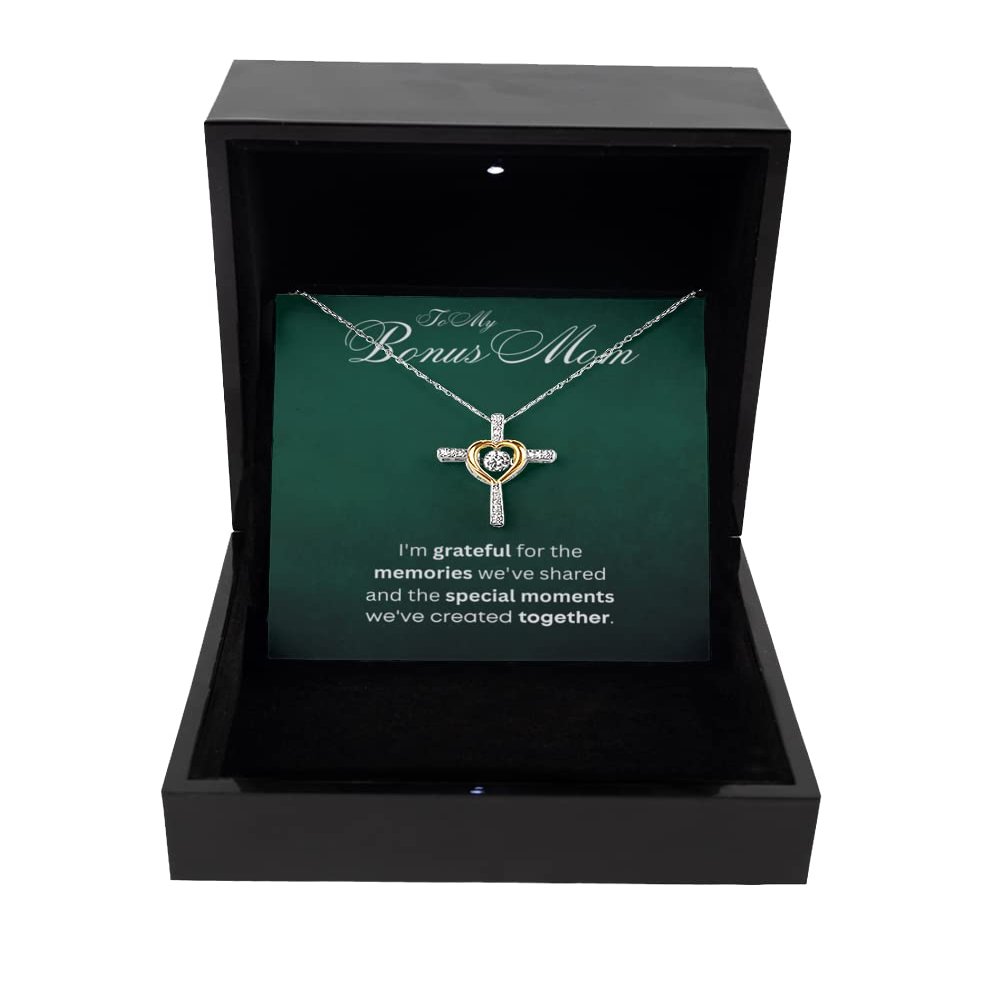 Cross Dancing Necklace Luxury Box Bonus Mom Gift, Special Moments, Cross Dancing Necklace for Stepmother, Mother's Day, Birthday, from Son, Daughter