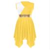 FEESHOW Women's Asymmetrical Praise Dance Tunic Sleeveless Color Block Liturgical Worship Dance Dress Yellow A Large view 3