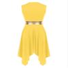 FEESHOW Women's Asymmetrical Praise Dance Tunic Sleeveless Color Block Liturgical Worship Dance Dress Yellow A Large view 4