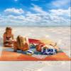 Beach Blanket, Japanese-Style Mount Fuji Cherry Blossom Sunset Orange Beach Mat 83"x79" Large Picnic Blanket,Sandproof Waterproof Outdoor Beach Blankets for Travel Camping Hiking Beach Vacation view 2